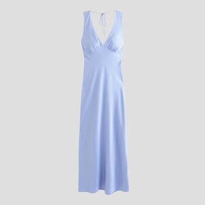 NWT Abercrombie & Fitch Plunge Cowl Back Maxi Dress, Blue, Size Large